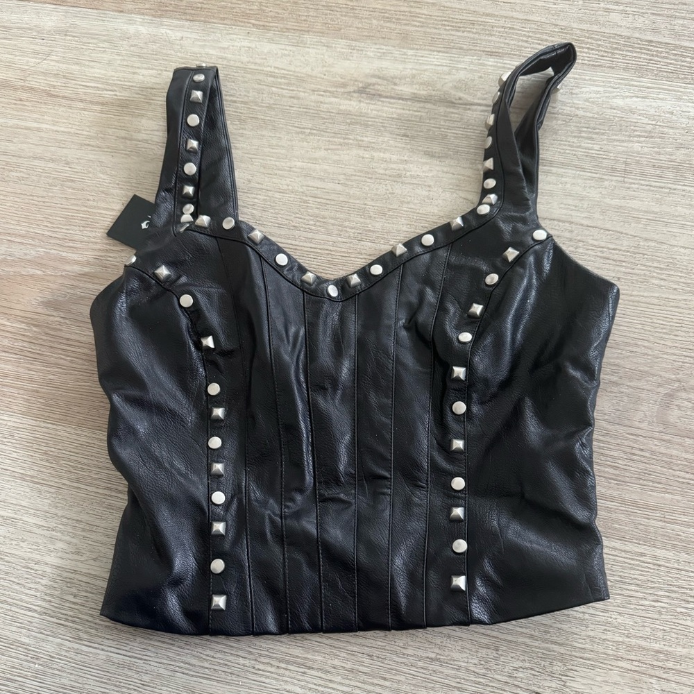 I.am.gia leather studded corset going out top